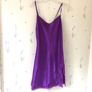 LaSenza sexy chemise, bright purple with lace trim and lacy side split. Size M